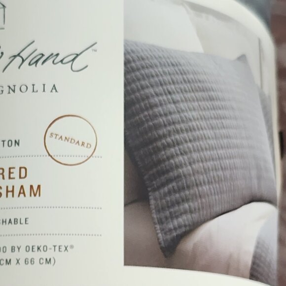 Hearth And Hand With Magnolia Radiant Gray Cotton Textured Stripe Standard Sham - Picture 2 of 16